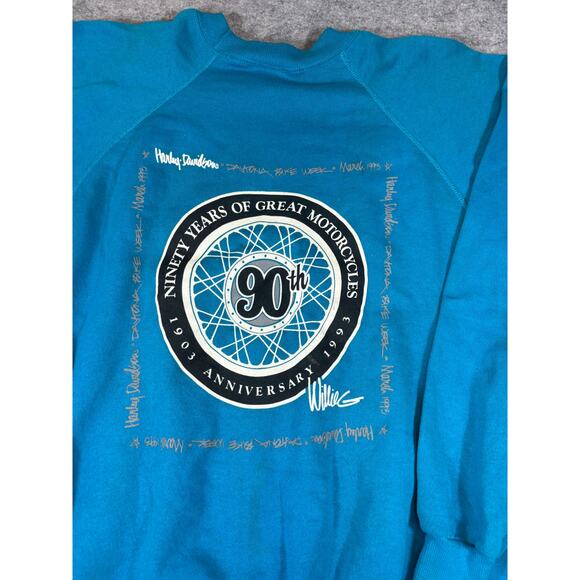 Vintage 90s Harley Davidson 90th Anniversary Sweatshirt Mens L Streetwear Biker - Picture 2 of 7